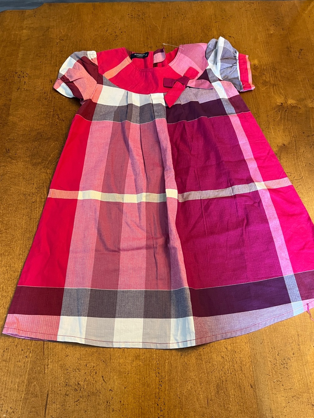 British Burberry iconic nova check girls dress Size 17 bow red